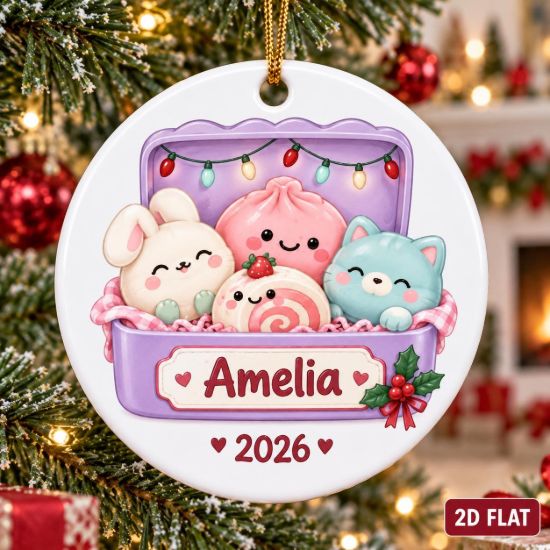 Picture of Personalized Kids Squishy Christmas Ornament 2026, Custom Kawaii Toy Box Ornament, Cute Girl Christmas Gift, Daughter Granddaughter Keepsake