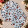 Picture of Personalized Christmas Satin Pajamas for Women, Blue Snowman Mail PJ Set, Custom Name Christmas Pajamas Set, Holiday Sleepwear Gift For Her
