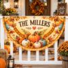 Picture of Personalized Thanksgiving Family Flag, Custom Fall Porch Decor, Pumpkin Harvest Garden Flag, Autumn Outdoor Hanging Sign, Thanksgiving Gift