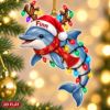 Picture of Personalized Dolphin Christmas Ornament, Custom Name Dolphin Gift, Ocean Lover Ornament, Marine Animal Holiday Keepsake, 2D Flat Ornament