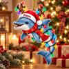 Picture of Personalized Dolphin Christmas Ornament, Custom Name Dolphin Gift, Ocean Lover Ornament, Marine Animal Holiday Keepsake, 2D Flat Ornament