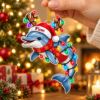 Picture of Personalized Dolphin Christmas Ornament, Custom Name Dolphin Gift, Ocean Lover Ornament, Marine Animal Holiday Keepsake, 2D Flat Ornament