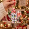 Picture of Personalized Champagne Christmas Ornament, Custom Name Wine Lover Gift, Champagne Bucket Ornament, Sparkling Wine Holiday Keepsake 2D Flat