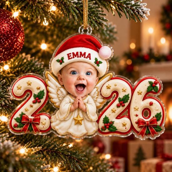 Picture of Personalized Baby First Christmas Ornament 2026, Custom Photo Baby Ornament, Newborn Keepsake, Baby Girl Gift, 2D Flat Christmas Decor
