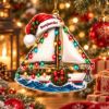Picture of Personalized Sailboat Christmas Ornament, Custom Name Sailing Boat Ornament, Sailor Gift, Nautical Holiday Keepsake, 2D Flat Christmas Decor