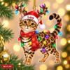 Picture of Personalized Bengal Cat Christmas Ornament, Custom Name Cat Lover Gift, Reindeer Kitty Ornament, Pet Holiday Keepsake, 2D Flat Xmas Decor