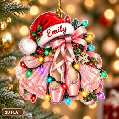 Picture of Personalized Ballet Christmas Ornament, Custom Name Ballerina Gift, Pink Ballet Shoes Ornament, Dancer Holiday Keepsake, 2D Flat Decor 2026