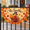 Picture of Personalized Thanksgiving Semi Circle Flag, Custom Family Name Turkey Porch Banner, Fall Plaid Outdoor Decor, Pumpkin Harvest Fence Flag
