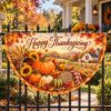 Picture of Happy Thanksgiving Semi Circle Flag, Fall Farmhouse Porch Banner, Pumpkin Harvest Railing Decor, Autumn Barn Scene Fence Flag Thanksgiving