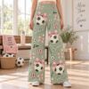 Picture of Personalized Soccer Wide Leg Pants for Women, Custom Name and Number Soccer Pants, Pink Bow Soccer Ball Print, Soccer Player Gift Pant