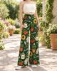 Picture of Personalized Gardening Wide Leg Pants, Custom Name Garden Print Pants, Sunflower and Tomato Outfit, Gift for Gardener Pant Mom Gift