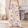 Picture of Personalized Baseball Pants for Women, Custom Name and Number Wide Leg Game Day Pants, Blue Bow Baseball Print, Team Spirit Gift Baseball