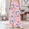 Picture of Personalized Baseball Pants for Women, Custom Name and Number Wide Leg Game Day Pants, Blue Bow Baseball Print, Team Spirit Gift Baseball