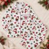 Picture of Personalized Snowman Christmas Satin Pajamas for Women, Custom Name Red Holiday Pajama Set, Long Sleeve Button Up Christmas Sleepwear