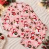 Picture of Personalized Snowman Christmas Satin Pajamas for Women, Custom Name Red Holiday Pajama Set, Long Sleeve Button Up Christmas Sleepwear
