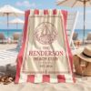 Picture of Personalized Family Beach Towel, Custom Beach Club Towel, Nautical Beach Towel, Coastal Summer Pool Towel, Vacation Gift Family Summer Gift