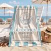 Picture of Personalized Family Beach Towel, Custom Beach Club Towel, Nautical Beach Towel, Coastal Summer Pool Towel, Vacation Gift Family Summer Gift