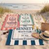 Picture of Personalized Family Beach Towel, Custom Beach Club Towel, Nautical Beach Towel, Coastal Summer Pool Towel, Vacation Gift Family Summer Gift