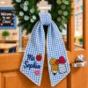 Picture of Personalized Teacher Name Door Wreath, Custom Name Gingham Wreath Sash, Back to School Gift for Teacher, Classroom Decor Ribbon Teacher Gift