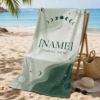 Picture of Personalized Zodiac Beach Towel, Custom Name Astrology Pool Towel, Celestial Moon Phase Summer Towel, Boho Horoscope Beach Towel Gift