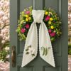 Picture of Personalized Magnolia Door Sash for Wreath, Custom Monogram Magnolia Bow, Front Door Decor, Magnolia Porch Decoration, Farmhouse Summer Door