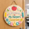 Picture of Personalized Teacher Classroom Door Sign, Custom Welcome Sign, Back to School Decor, Teacher Gift, Wood Door Hanger, Classroom Decor Gift