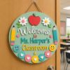 Picture of Personalized Teacher Classroom Door Sign, Custom Welcome Sign, Back to School Decor, Teacher Gift, Wood Door Hanger, Classroom Decor Gift