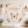 Picture of Little Lovebug Baby Shower Banner, Personalized Baby Shower Backdrop,Cute Lovebug Theme, Baby Sprinkle Decor, Custom Baby Name Sign Tapestry