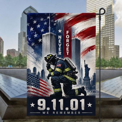 Picture of 9/11 Memorial Garden Flag, Never Forget Flag, Firefighter Remembrance Flag, Patriot Day Decor, September 11 Tribute Banner Decor Home