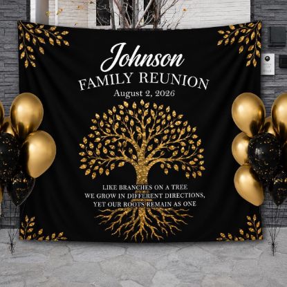 Picture of Personalized Family Reunion Banner Custom Name Date, Family Tree Party Backdrop, Reunion Party Decor, Custom Family Gathering Tapestry