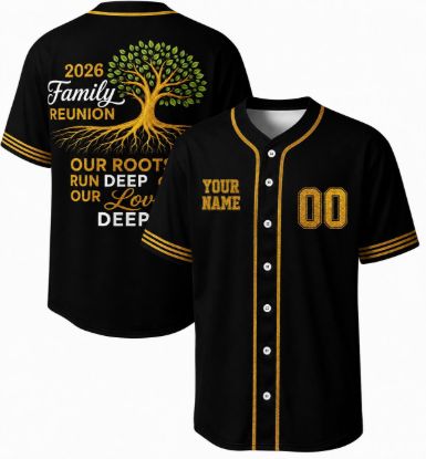 Picture of 2026 Family Reunion Baseball Jersey, Custom Family Reunion Shirt, Personalized Name Number Jersey, Our Roots Run Deep Family Gathering Tee