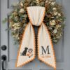Picture of Personalized Fall Family Sash, Dog & Home Embroidered Monogram Sash, Dog Embroidered Sash Wreath, Pet Lover Housewarming Gift for Family