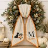 Picture of Personalized Fall Family Sash, Dog & Home Embroidered Monogram Sash, Dog Embroidered Sash Wreath, Pet Lover Housewarming Gift for Family