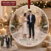 Picture of Personalized Couple Photo Christmas Ornament, First Christmas Married Gift, 2 Layer Ceramic Acrylic Keepsake, Wedding Newlywed Ornament 2026