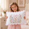 Picture of Personalized Wildflower Name Pillow, Custom Scalloped Floral Cushion, Cottagecore Throw Pillow, Nursery Decor, Baby Girl Keepsake Gift