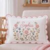 Picture of Personalized Wildflower Name Pillow, Custom Scalloped Floral Cushion, Cottagecore Throw Pillow, Nursery Decor, Baby Girl Keepsake Gift