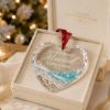 Picture of First Christmas Married Glass Heart Ornament, Personalized Beach Wedding Ornament, Custom Couple Christmas Keepsake, Coastal Wedding 2026