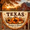 Picture of Personalized Texas Fall Garden Flag, Custom State Pumpkin Sunflower Yard Flag, Autumn Harvest Decor, Grateful Blessed Thanksgiving Flag