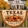 Picture of Personalized Texas Fall Garden Flag, Custom State Pumpkin Sunflower Yard Flag, Autumn Harvest Decor, Grateful Blessed Thanksgiving Flag