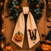 Picture of Halloween Embroidered Wreath Sash Bow, Personalized Monogram Door Wreath Sash, Pumpkin Embroidery,Custom Halloween Decor Sash Wreath Pumpkin