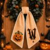 Picture of Halloween Embroidered Wreath Sash Bow, Personalized Monogram Door Wreath Sash, Pumpkin Embroidery,Custom Halloween Decor Sash Wreath Pumpkin