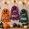 Picture of Personalized Trick or Treat Bag for Kids, Custom Name Ghost Halloween Candy Bag, Halloween Tote, Reusable Toddler Treat Sack Halloween Bag