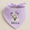 Picture of Personalized Halloween Dog Bandana, Embroidered Girl Ghost Pet Scarf, Custom Pet Name Bandana, Floral Spooky Puppy Gift for Fall Parties Fun