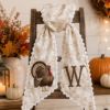 Picture of Personalized Thanksgiving Turkey Wreath Sash, Turkey Monogram Sash, Neutral Toile Fall Wreath Bow, Custom Hostess Gift, Autumn Sash Decor