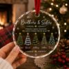 Picture of Personalized Brothers and Sisters Ornament, Custom Sibling Christmas Ornament, Family Tree Glass Ornament, Brother Sister Christmas Gift