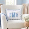 Picture of Personalized Embroidered Monogram Pillow, Custom Initial Scalloped Cushion, Nursery Decor, Dorm Room Pillow, Baby Shower Gift