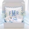 Picture of Personalized Embroidered Monogram Pillow, Custom Initial Scalloped Cushion, Nursery Decor, Dorm Room Pillow, Baby Shower Gift