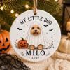 Picture of Personalized Dog Halloween Ceramic Ornament, Custom Pet Portrait, My Little Boo Ghost Dog, Pet Lover Gift, Spooky Season Keepsake Decor 2026
