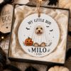 Picture of Personalized Dog Halloween Ceramic Ornament, Custom Pet Portrait, My Little Boo Ghost Dog, Pet Lover Gift, Spooky Season Keepsake Decor 2026