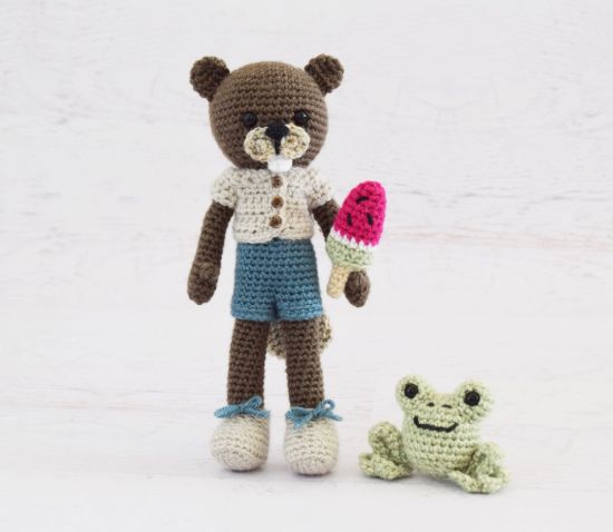 Picture of CROCHET PATTERN - Wally Watermelon - Beaver Doll, stuffed toy, amigurumi, crochet beaver, stuffed toy animal, tutorial, PDF crochet patterns